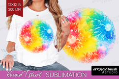 Tie Dye Round Tshirt Background - Rainbow PNG Sublimation Product Image 1
