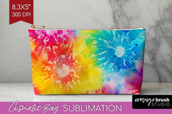 Tie Dye Cosmetic Bag - Rainbow Makeup Bag PNG Sublimation Product Image 1
