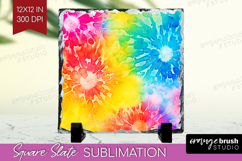Tie Dye Slate PNG - Rainbow Square Slate Sublimation Product Image 1