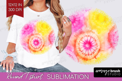 Tie Dye Round Tshirt Background - Rainbow PNG Sublimation Product Image 1