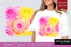 Tie Dye Square Tshirt Background - Rainbow PNG Sublimation Product Image 1