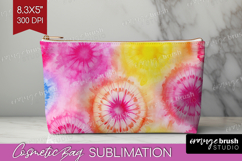 Tie Dye Cosmetic Bag - Rainbow Makeup Bag PNG Sublimation Product Image 1