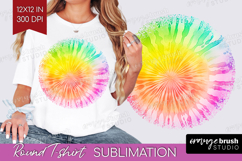 Tie Dye Round Tshirt Background - Rainbow PNG Sublimation Product Image 1