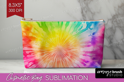 Tie Dye Cosmetic Bag - Rainbow Makeup Bag PNG Sublimation Product Image 1