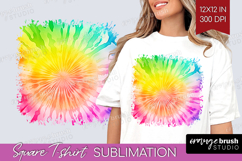 Tie Dye Square Tshirt Background - Rainbow PNG Sublimation Product Image 1