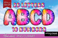 Tie Dye Doodle Aphabet Clipart - Rainbow Letters PNG Product Image 1