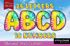 Tie Dye Doodle Aphabet Clipart - Rainbow Letters PNG Product Image 1
