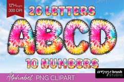 Tie Dye Doodle Aphabet Clipart - Rainbow Letters PNG Product Image 1