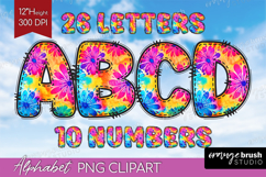 Tie Dye Doodle Aphabet Clipart - Rainbow Letters PNG Product Image 1