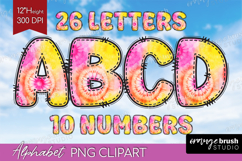 Tie Dye Doodle Aphabet Clipart - Rainbow Letters PNG Product Image 1