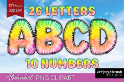 Tie Dye Doodle Aphabet Clipart - Rainbow Letters PNG Product Image 1