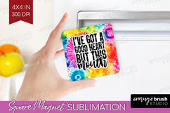 Sarcastic Quote Magnet Sublimation - Brush Stroke Square PNG Product Image 1