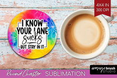Sarcastic Quote Round Coaster - Brush Stroke Coaster PNG Product Image 1