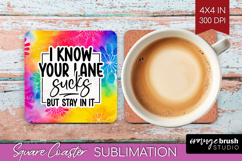 Sarcastic Quote Square Coaster - Brush Stroke Coaster PNG Product Image 1