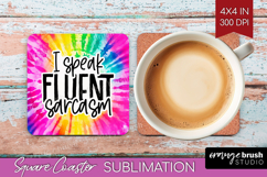 Sarcastic Quote Square Coaster - Brush Stroke Coaster PNG Product Image 1