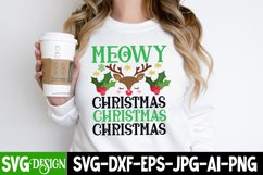 Meowy Christmas SVG Cut File, Meowy Christmas Sublimation Product Image 1
