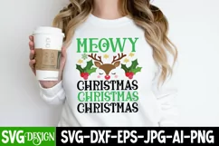 Meowy Christmas SVG Cut File, Meowy Christmas Sublimation Product Image 1