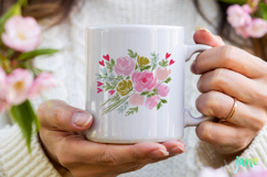 Red &amp; Blush Florals Watercolor Clipart Product Image 3