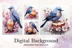Bird Flower Background Wallpaper Digital Paper Product Image 1