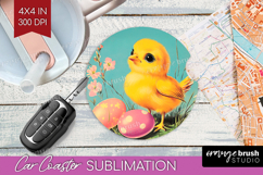 Retro Easter Car Coaster - Easter Coaster PNG Sublimation Product Image 1