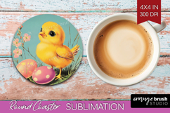 Retro Easter Round Coaster - Easter Coaster PNG Sublimation Product Image 1