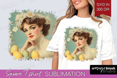 Retro Easter Square Tshirt Background - Easter PNG Product Image 1