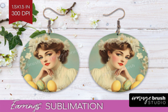 Retro Easter Round Earrings - Easter PNG Sublimation Product Image 1