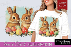 Retro Easter Square Tshirt Background - Easter PNG Product Image 1