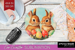 Retro Easter Car Coaster - Easter Coaster PNG Sublimation Product Image 1