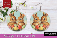 Retro Easter Round Earrings - Easter PNG Sublimation Product Image 1