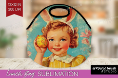 Retro Easter Lunch Bag - Easter Lunch Bug PNG Sublimation Product Image 1