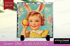 Retro Easter Slate PNG - Easter Square Slate Sublimation Product Image 1