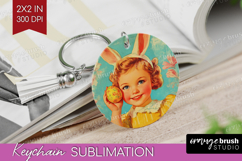 Retro Easter Keychain PNG - Easter Keychain Sublimation Product Image 1