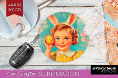 Retro Easter Car Coaster - Easter Coaster PNG Sublimation Product Image 1
