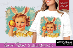 Retro Easter Square Tshirt Background - Easter PNG Product Image 1