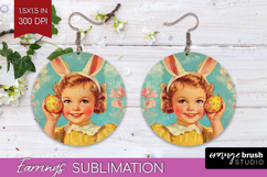 Retro Easter Round Earrings - Easter PNG Sublimation Product Image 1