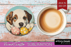 Retro Easter Round Coaster - Easter Coaster PNG Sublimation Product Image 1
