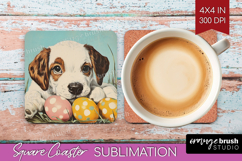 Retro Easter Square Coaster - Easter Coaster PNG Sublimation Product Image 1