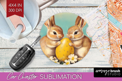 Retro Easter Car Coaster - Easter Coaster PNG Sublimation Product Image 1