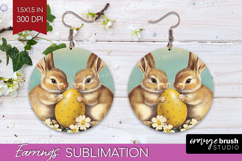 Retro Easter Round Earrings - Easter PNG Sublimation Product Image 1