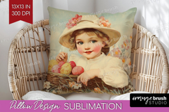 Retro Easter Pillow Sublimation - Easter Pillow Cover PNG Product Image 1
