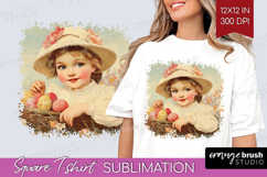 Retro Easter Square Tshirt Background - Easter PNG Product Image 1
