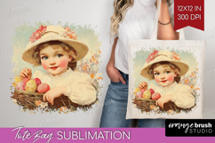 Retro Easter Tote Bag - Easter Tote Bag PNG Sublimation Product Image 1