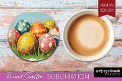 Retro Easter Round Coaster - Easter Coaster PNG Sublimation Product Image 1