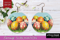 Retro Easter Round Earrings - Easter PNG Sublimation Product Image 1