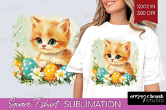 Retro Easter Square Tshirt Background - Easter PNG Product Image 1