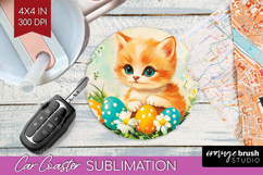 Retro Easter Car Coaster - Easter Coaster PNG Sublimation Product Image 1