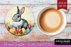 Retro Easter Round Coaster - Easter Coaster PNG Sublimation Product Image 1