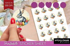 Retro Easter Round Sticker - Easter Printable Sticker Sheet Product Image 1