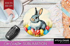 Retro Easter Car Coaster - Easter Coaster PNG Sublimation Product Image 1